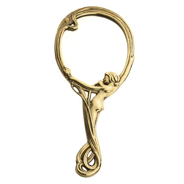 Handspiegel mit Frauenfigur "exklusiv" Messing