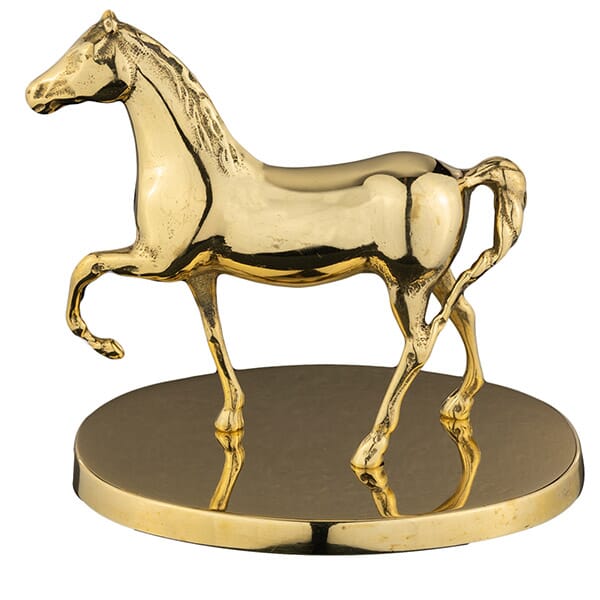 Pferdefigur auf Sockel - Messing poliert