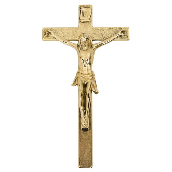Kruzifix / Kreuz zum Aufhängen aus Messing