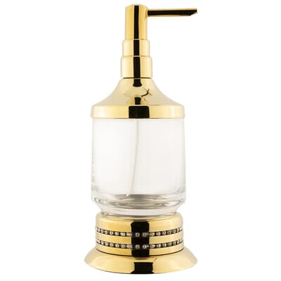 Seifenspender mit Kristallsteinen Messing vergoldet