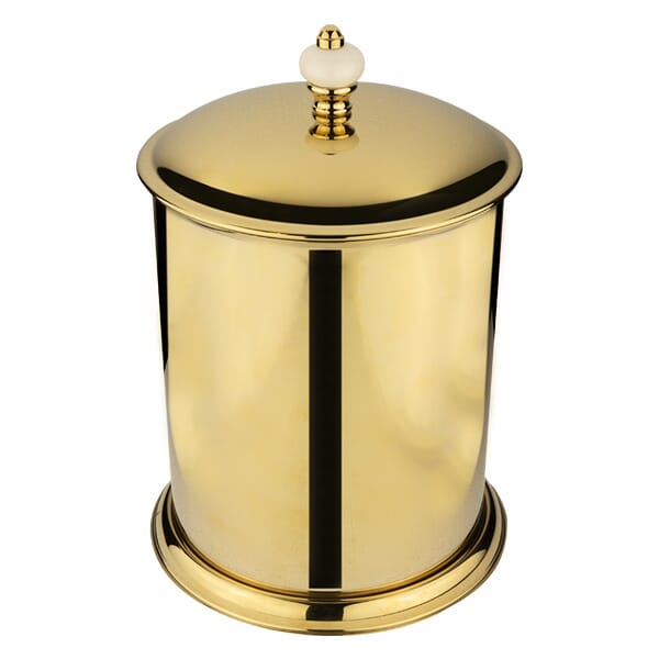 Abfallkübel mit Deckel Messing vergoldet