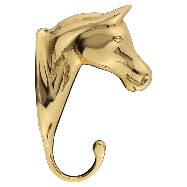 Kleiderhaken - Motiv Pferdekopf, Messing poliert lackiert