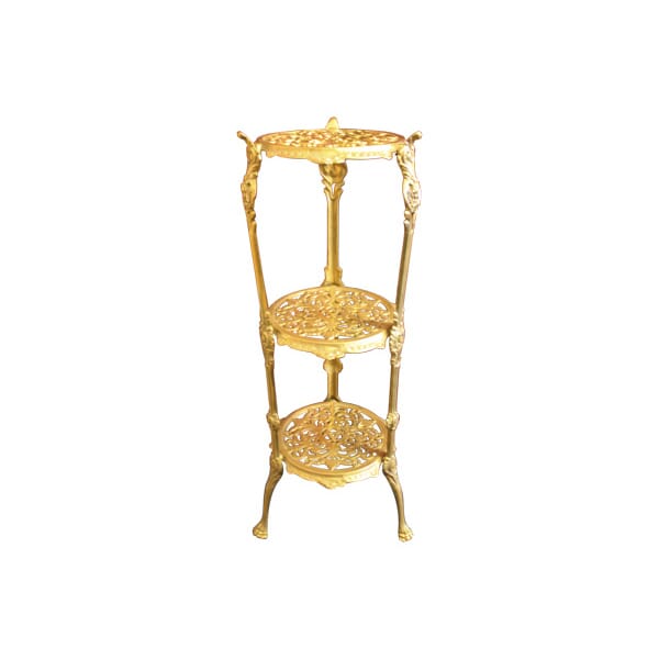 Blumenständer mit 3 Ablagen, Messing, Verzierung