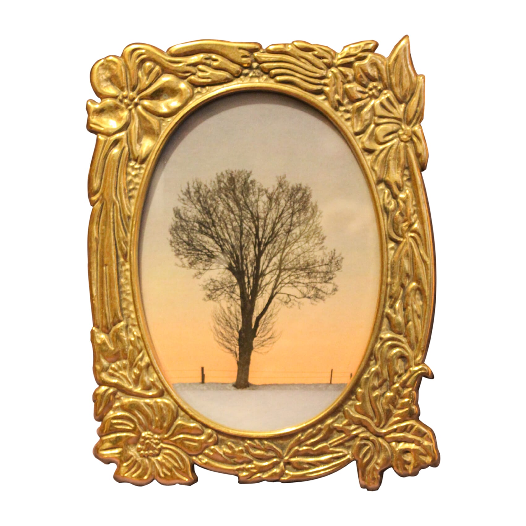 Bilderrahmen Messing mit retro Blumendekor