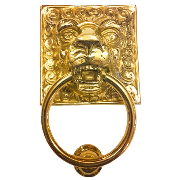 Türklopfer Löwenkopf quadratisch aus Messing